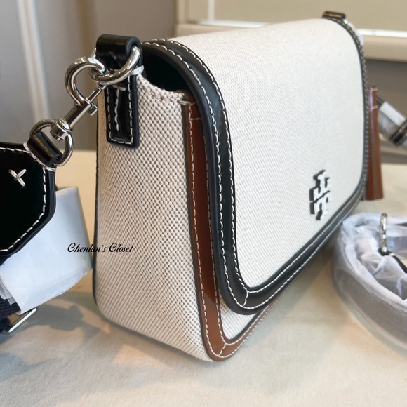 🔥NeW! Tory Burch Thea Canvas Convertible Bag - Picture 4 of 14